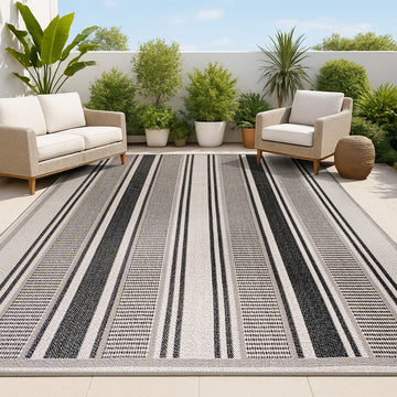 Haynes Modern Double Stripe Indoor/outdoor Area Rug
